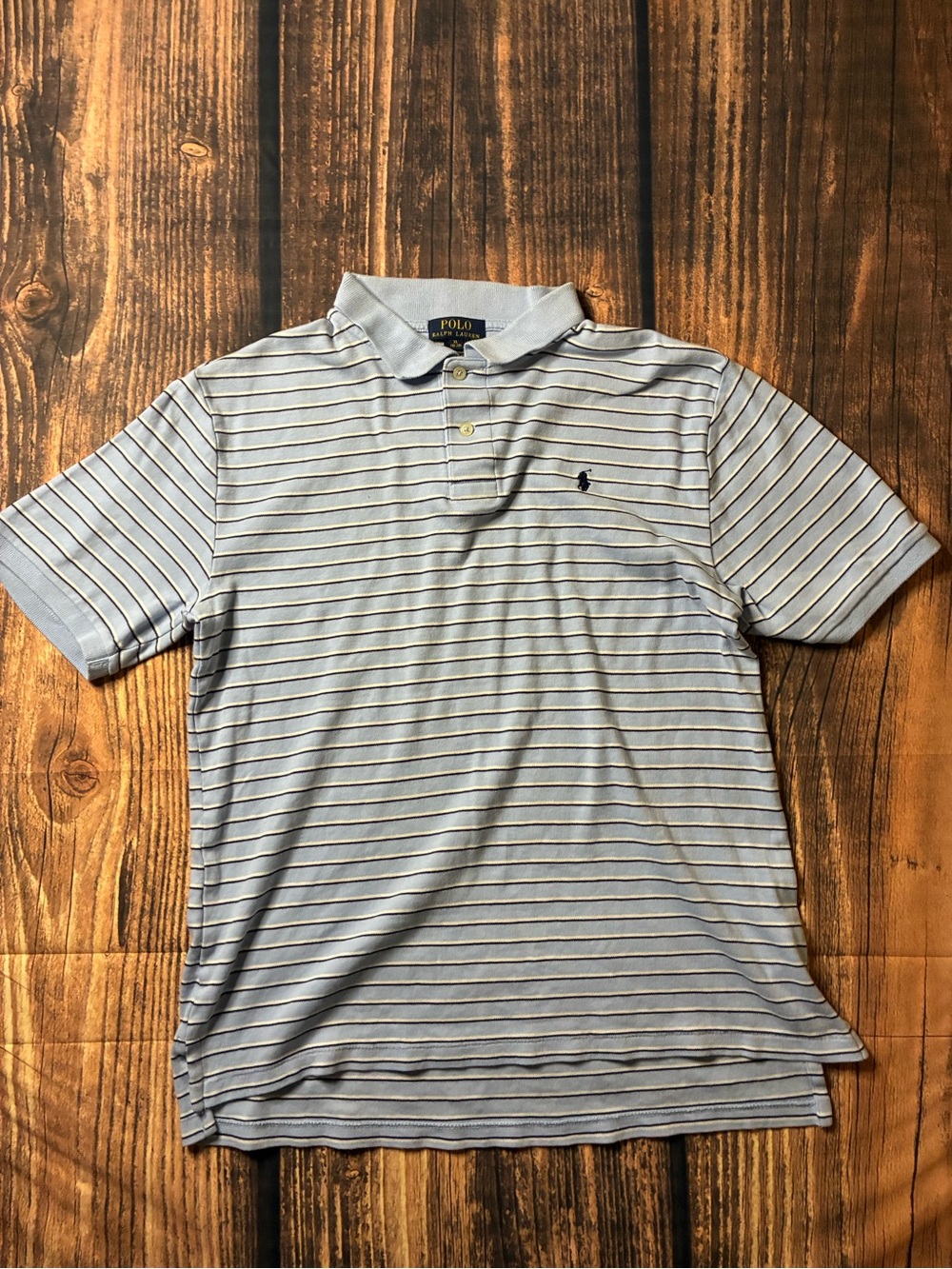 Polo by Ralph Lauren Light Blue Polo with Navy & White Stripes
